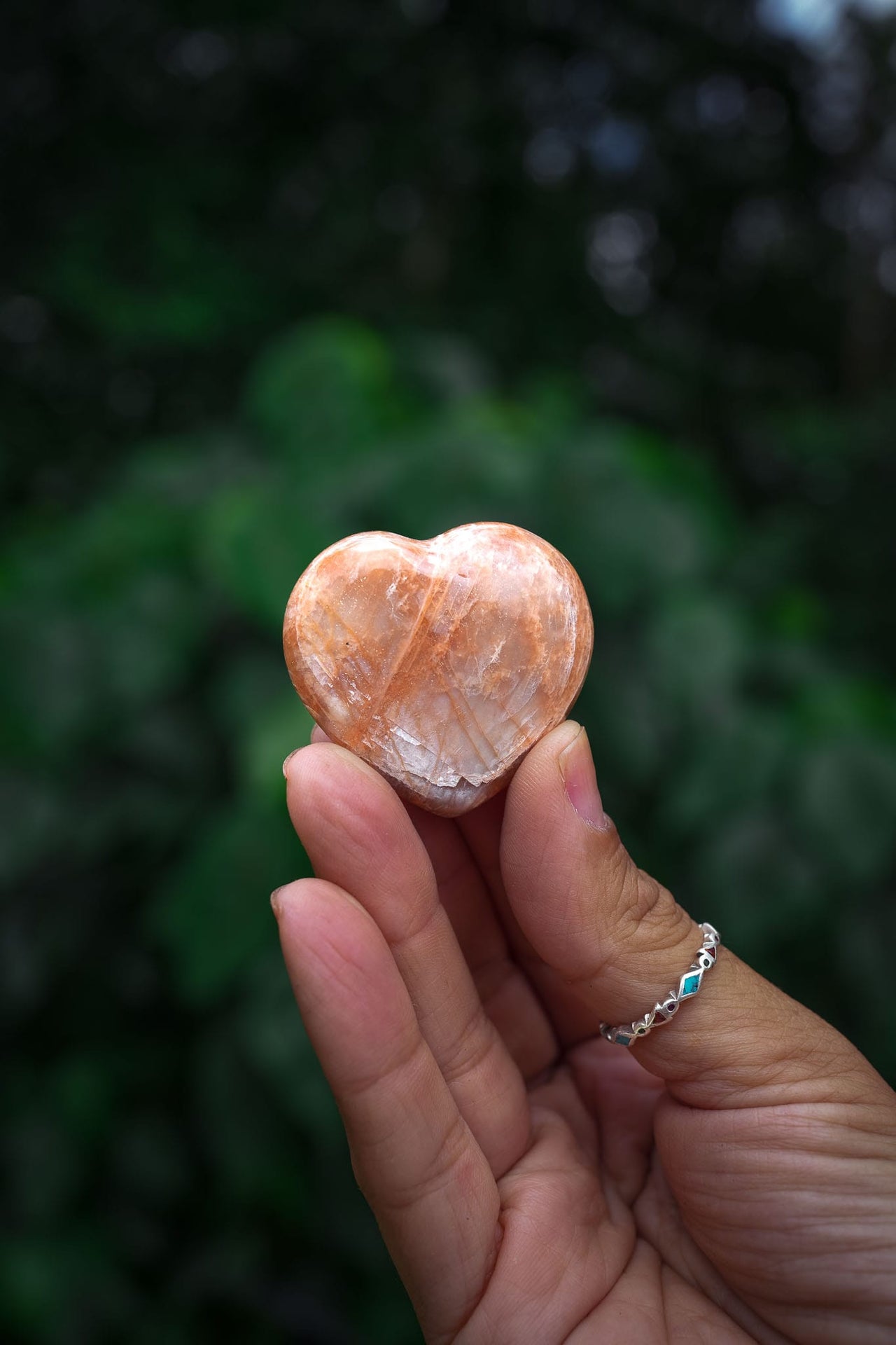 Peach Moonstone Heart