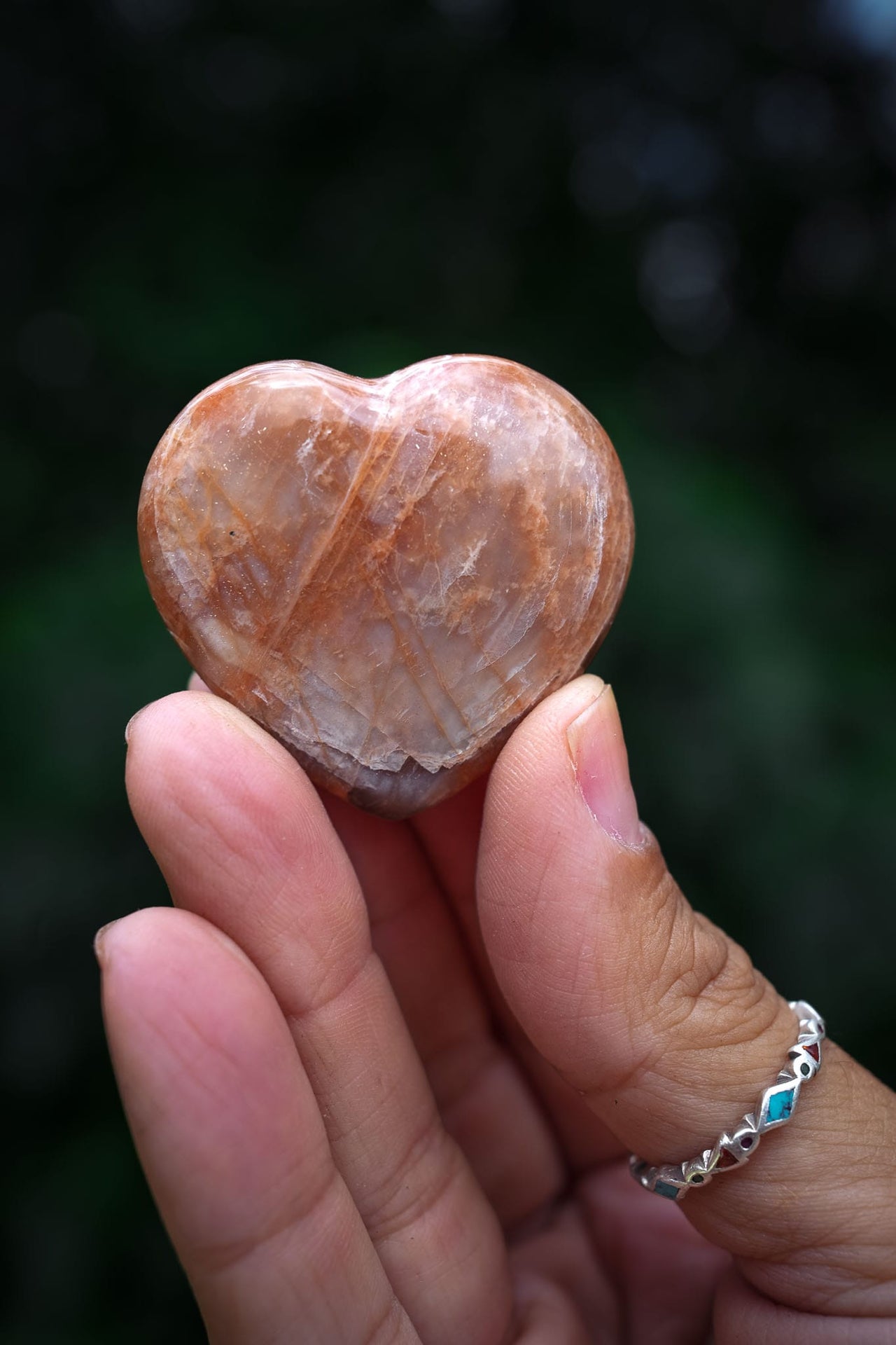 Peach Moonstone Heart