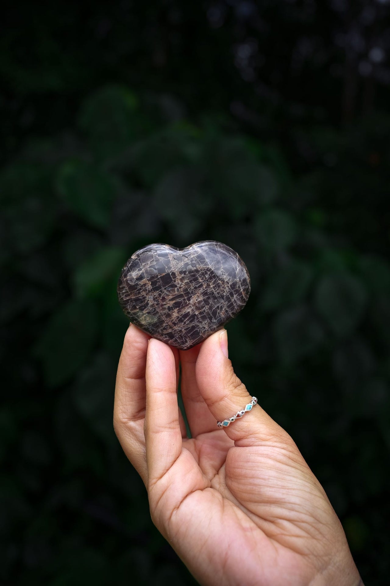 Black Moonstone Heart