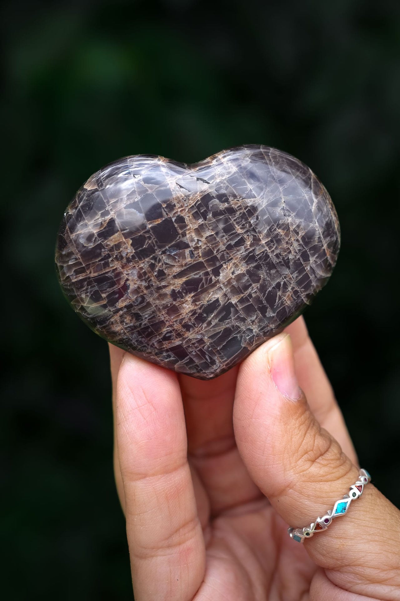 Black Moonstone Heart