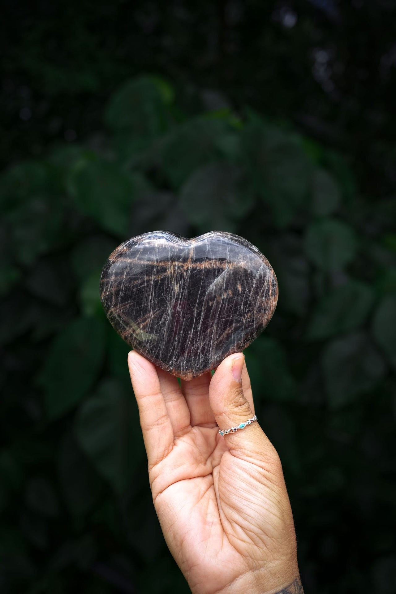 Black Moonstone Heart