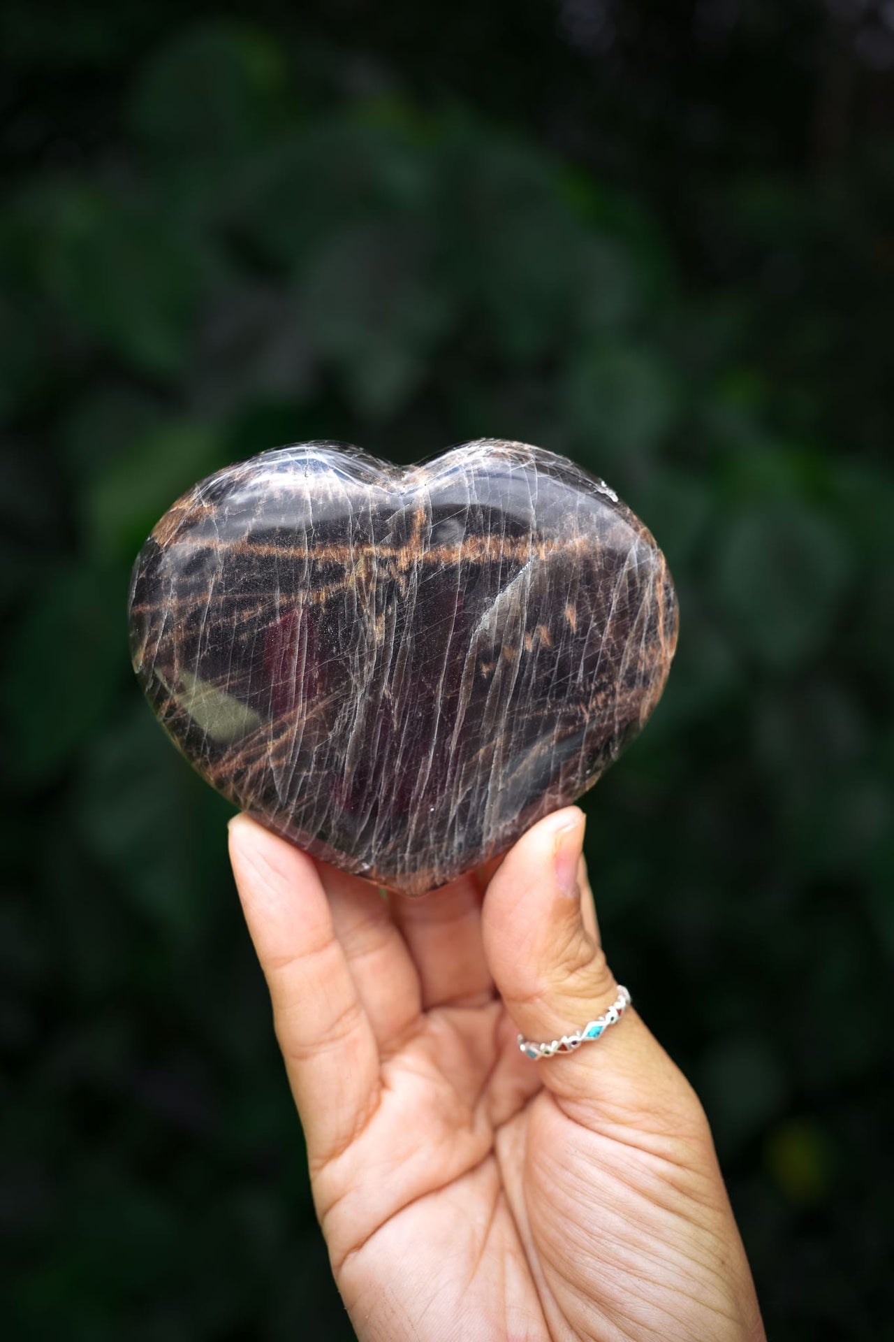 Black Moonstone Heart