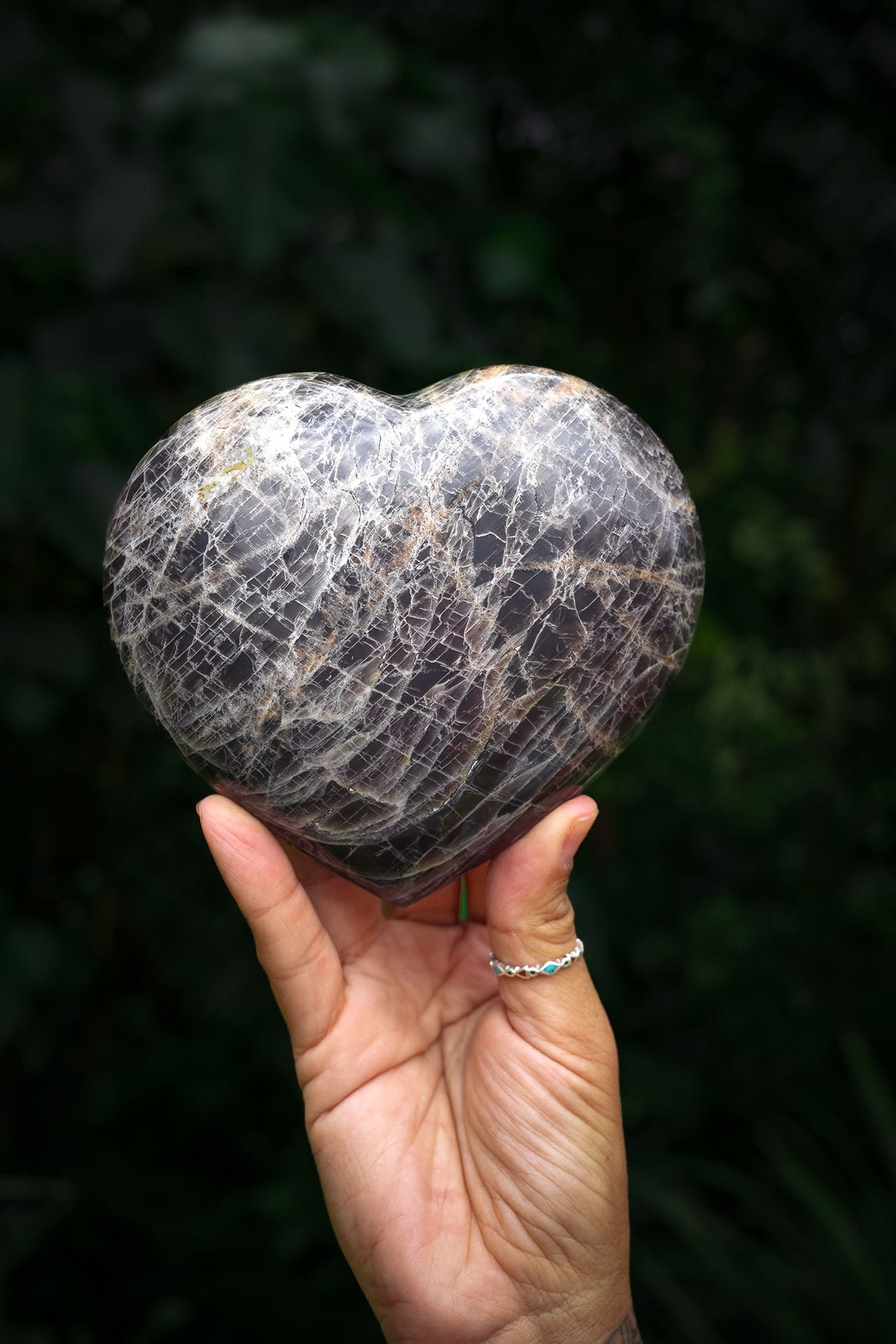 Magical Black Moonstone Heart