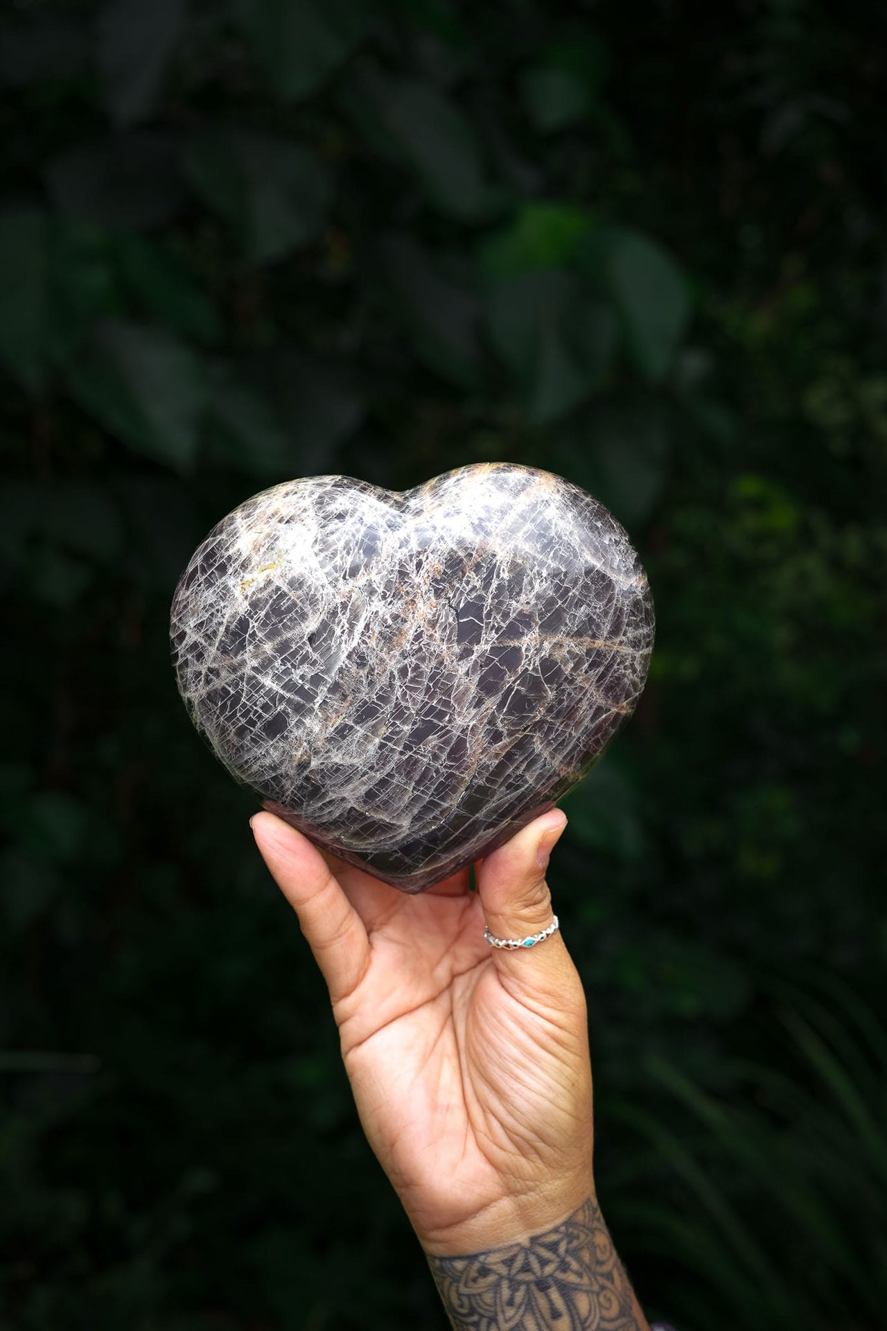 Magical Black Moonstone Heart