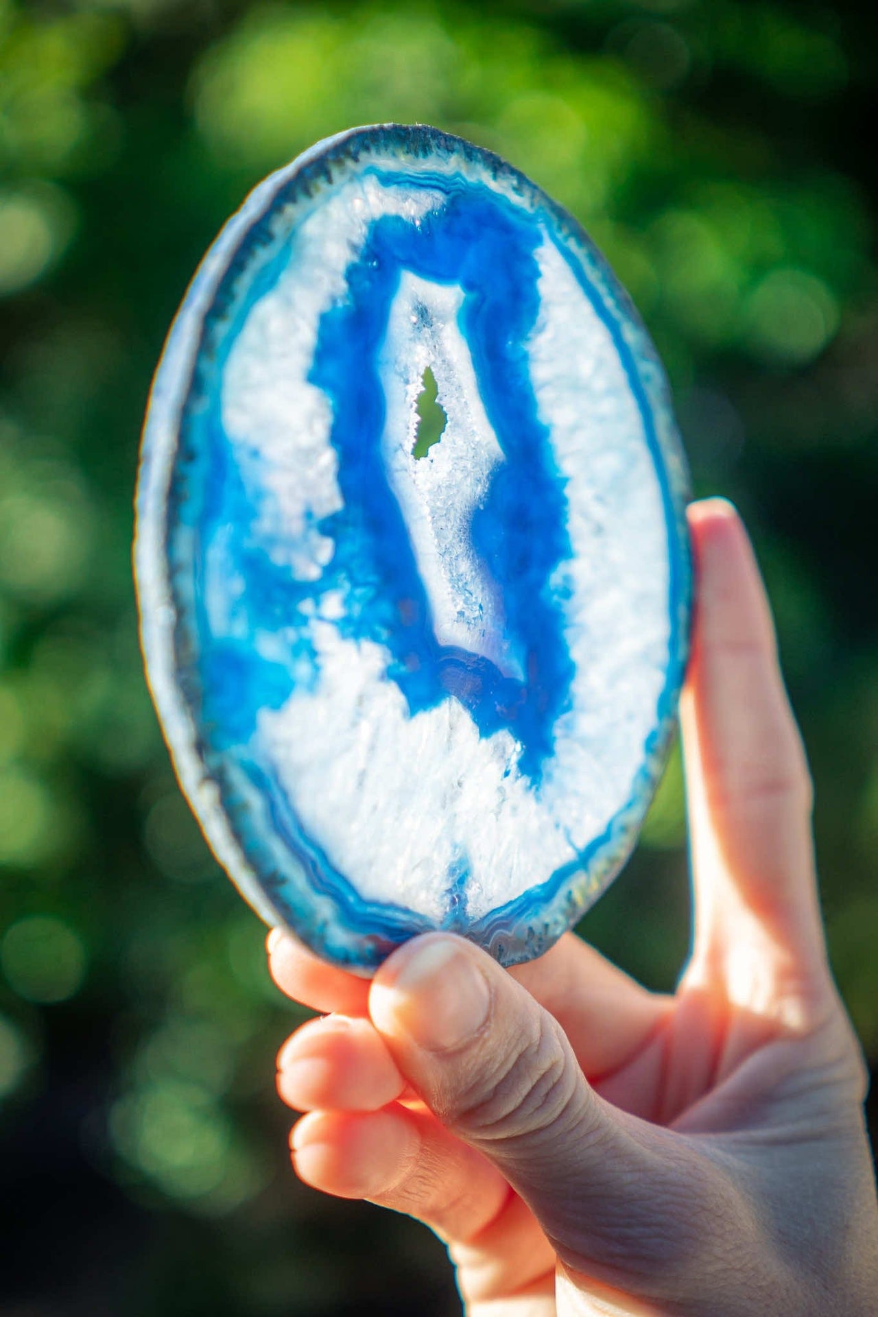 Blue Agate Slice with Druzy