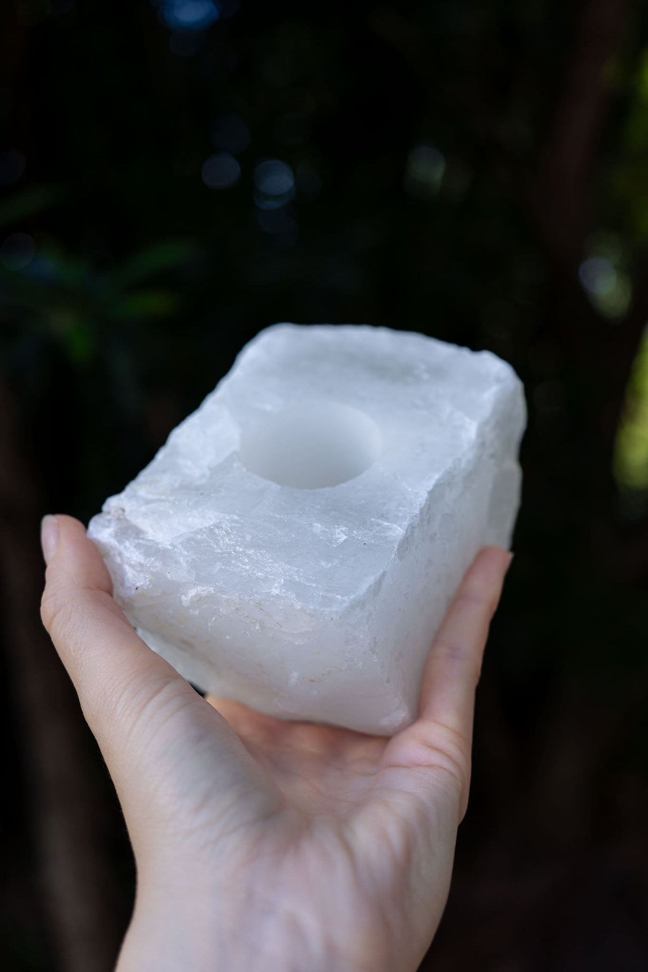 Natural Clear Quartz Candle Holder