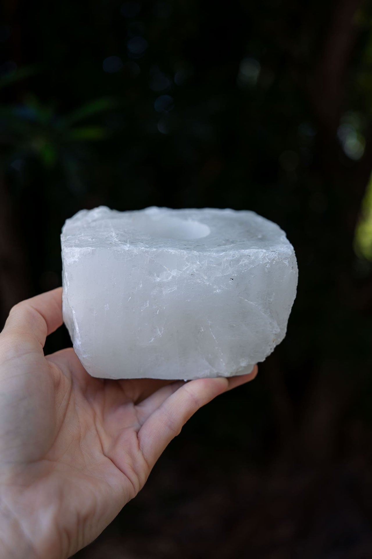 Natural Clear Quartz Candle Holder