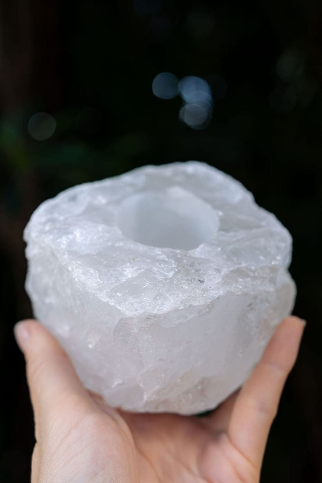 Natural Clear Quartz Candle Holder