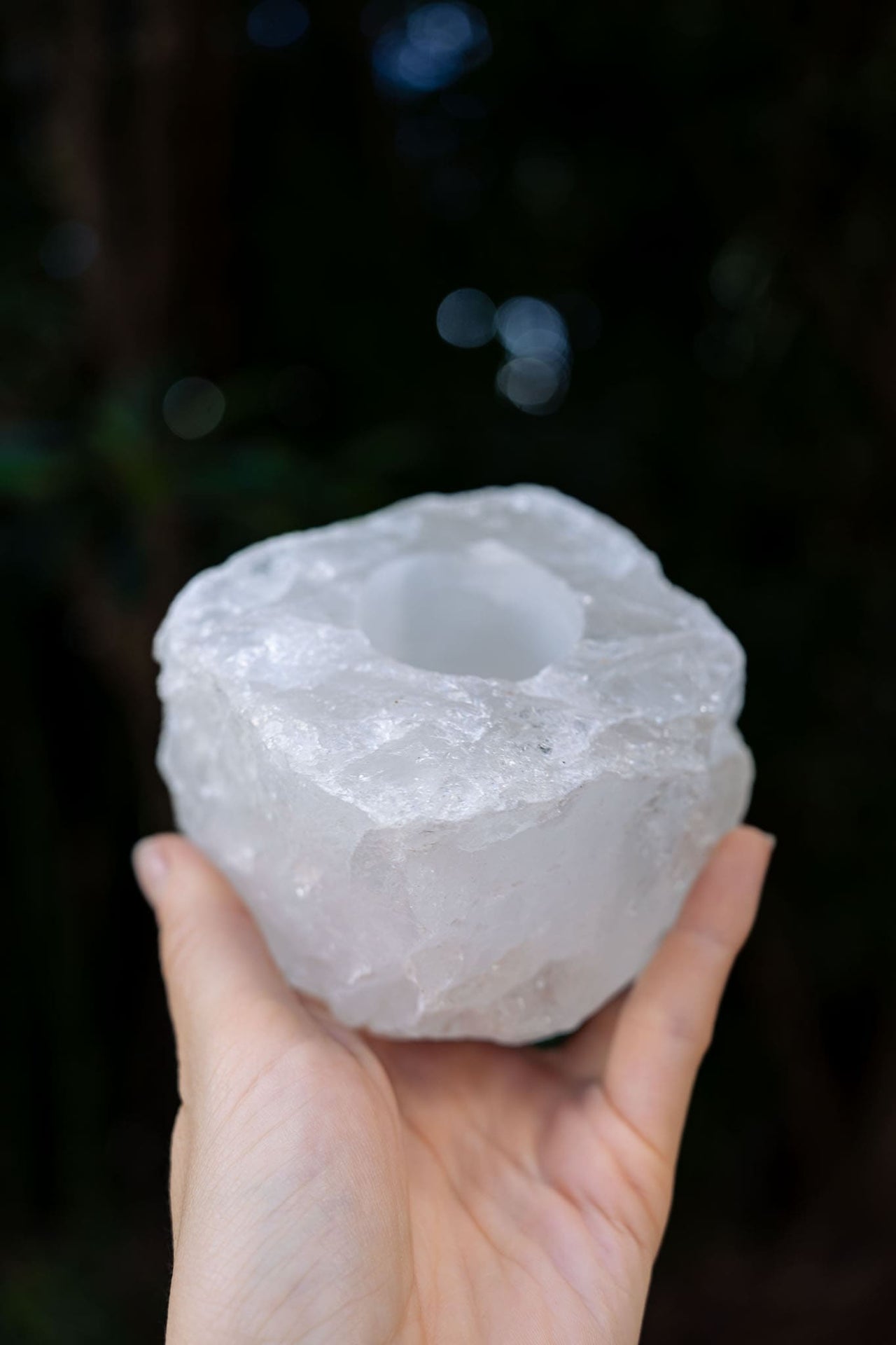 Natural Clear Quartz Candle Holder