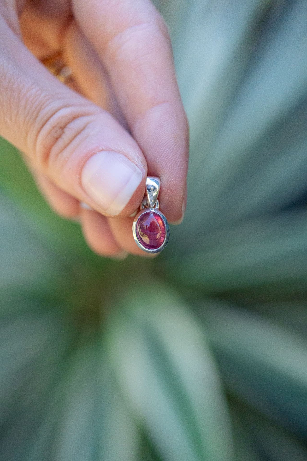 Pink Tourmaline Cabochon Pendant