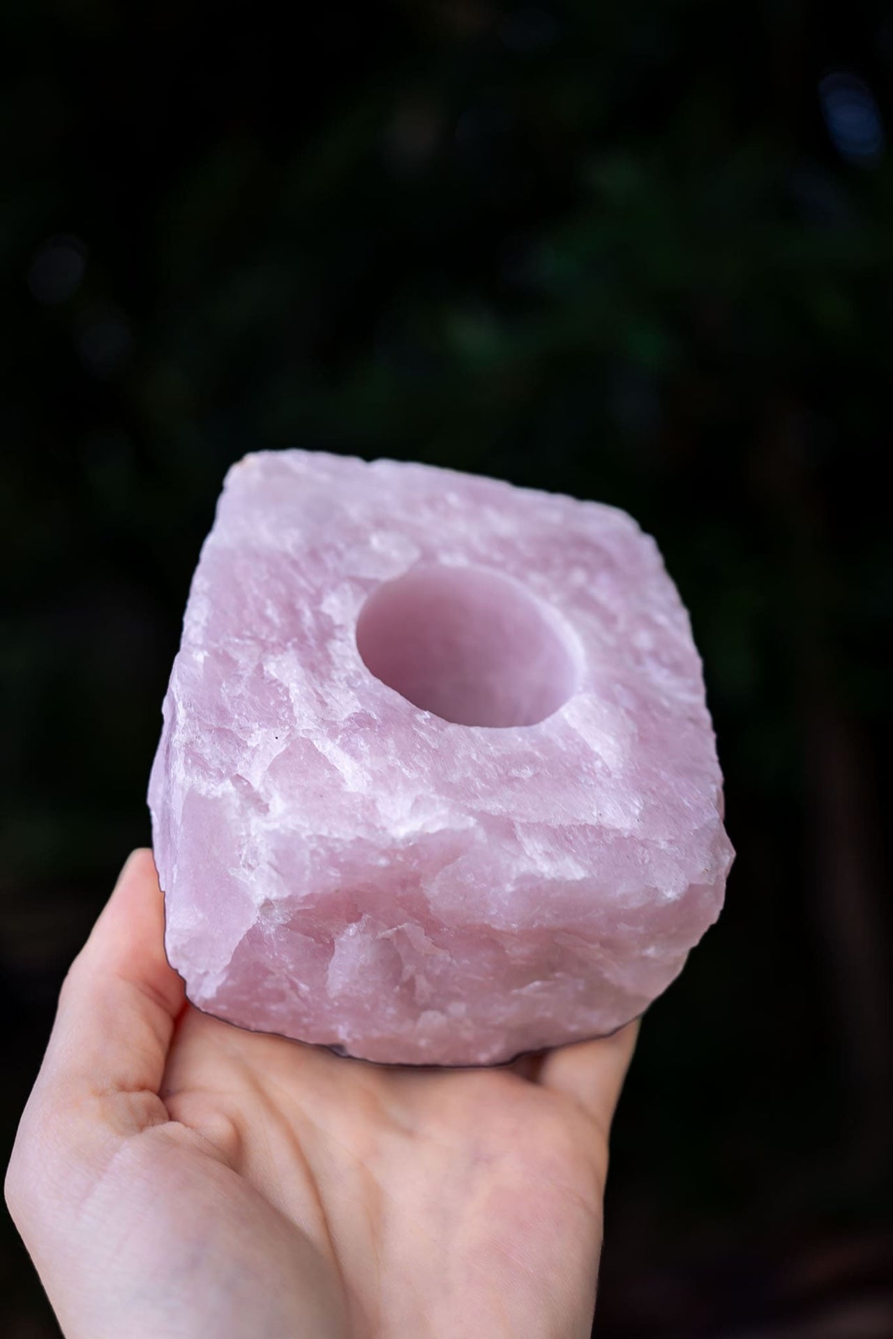 Natural Rose Quartz Candle Holder