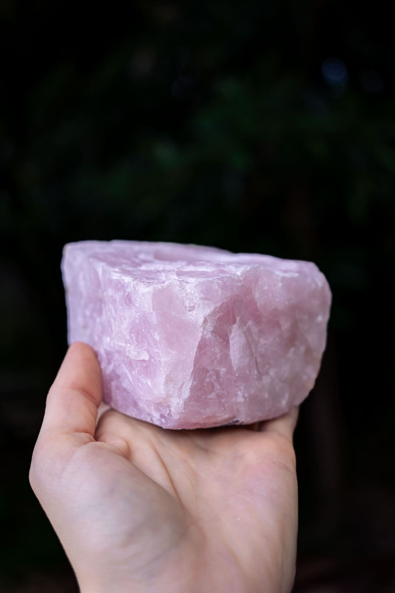 Natural Rose Quartz Candle Holder