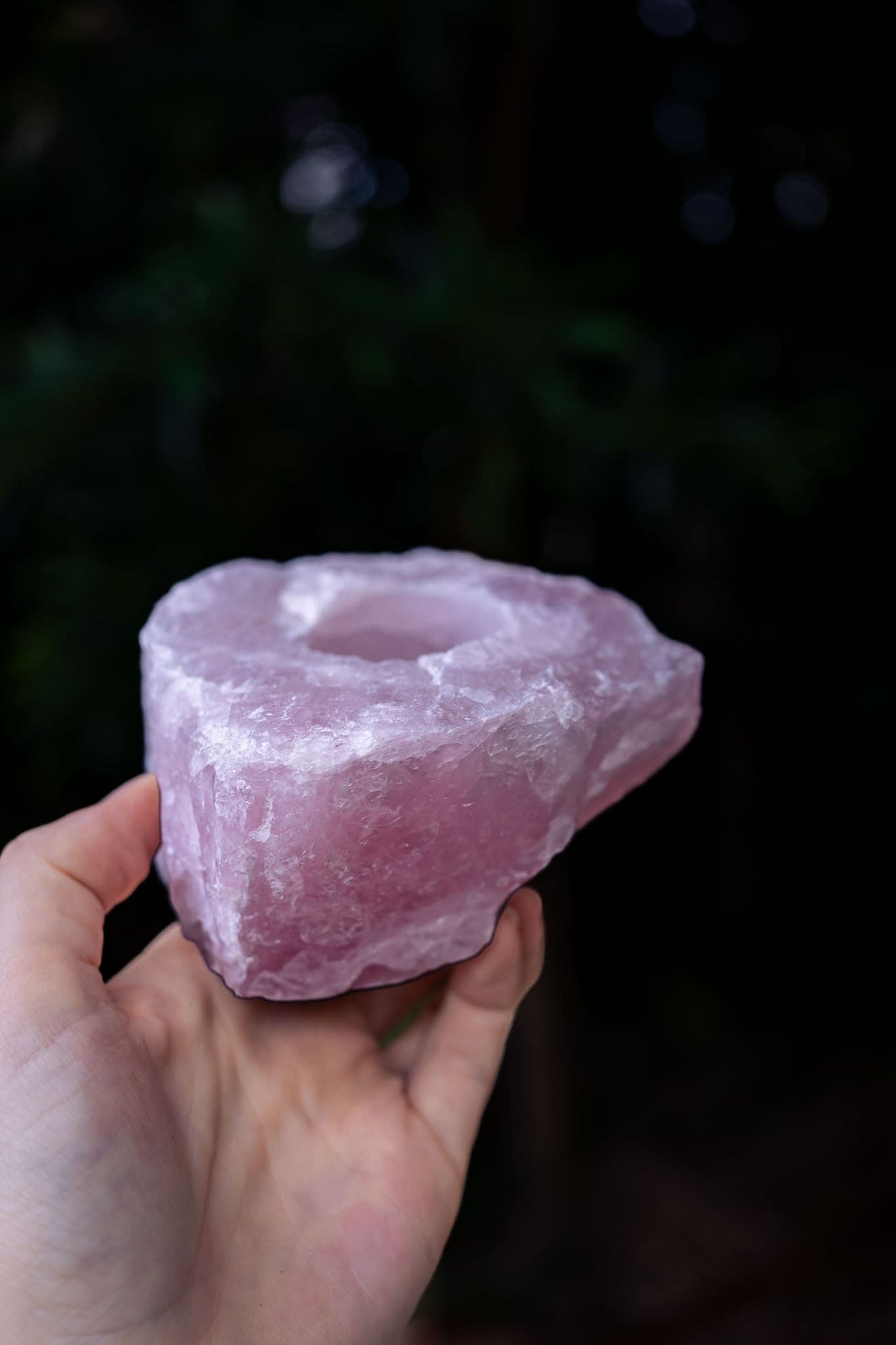 Natural Rose Quartz Candle Holder