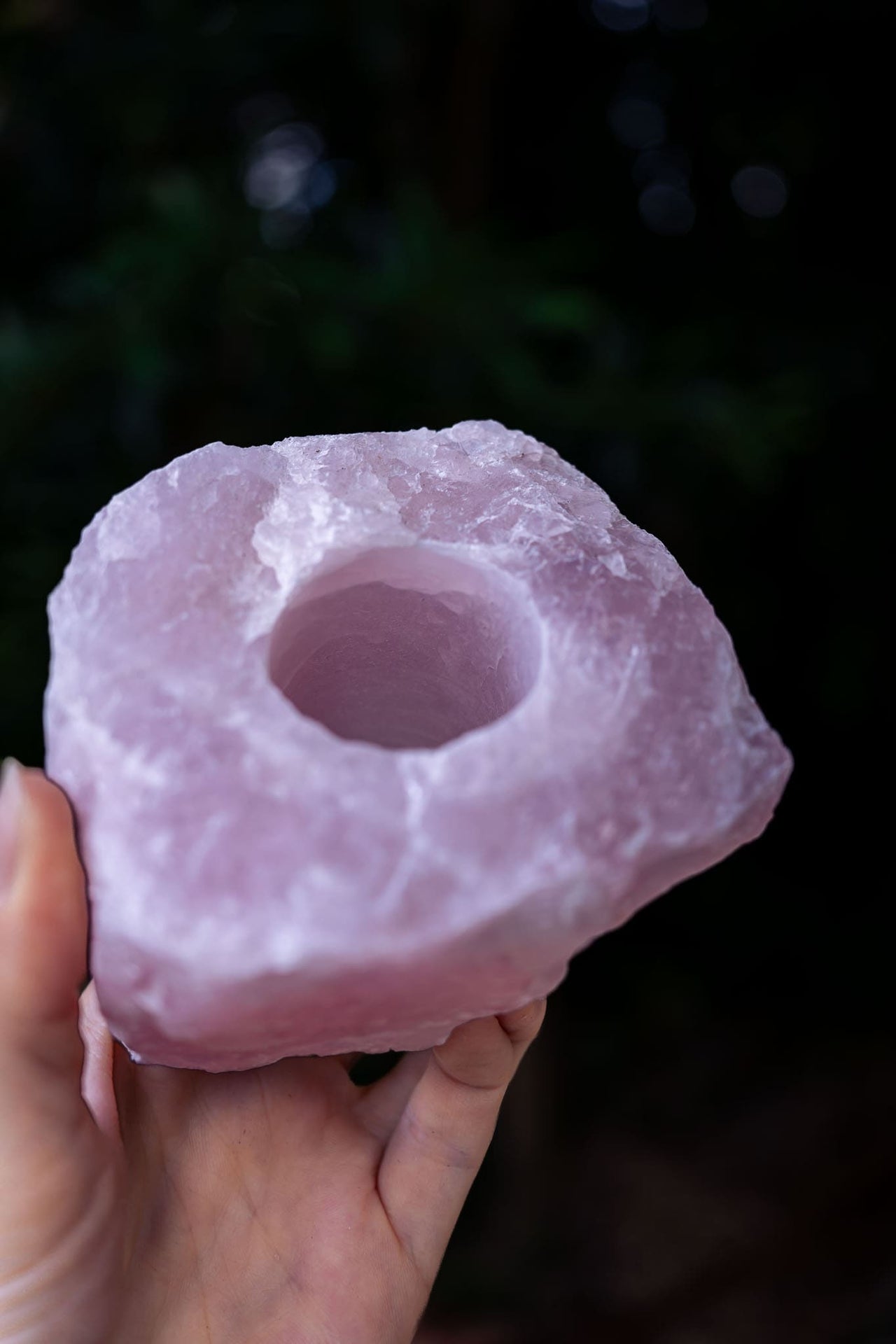 Natural Rose Quartz Candle Holder