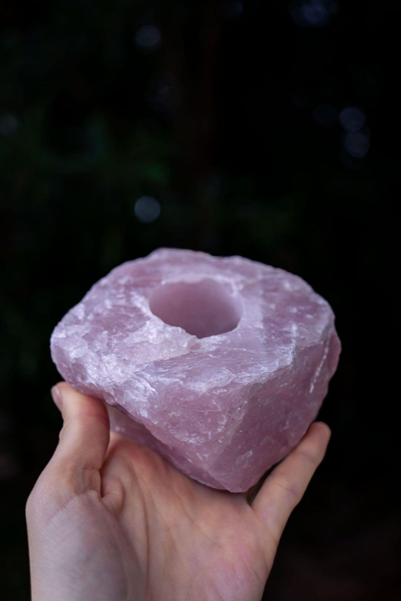 Natural Rose Quartz Candle Holder