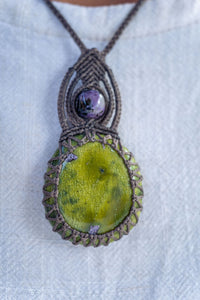 Thumbnail for Australian Atlantisite with Charoite Macramé Necklace