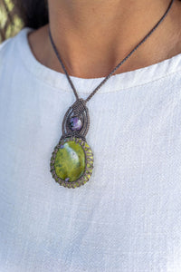 Thumbnail for Australian Atlantisite with Charoite Macramé Necklace