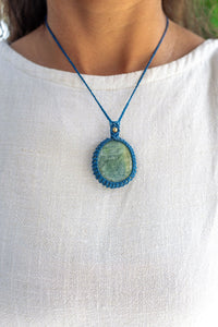 Thumbnail for Aquamarine and Chrysoprase Macramé Necklace