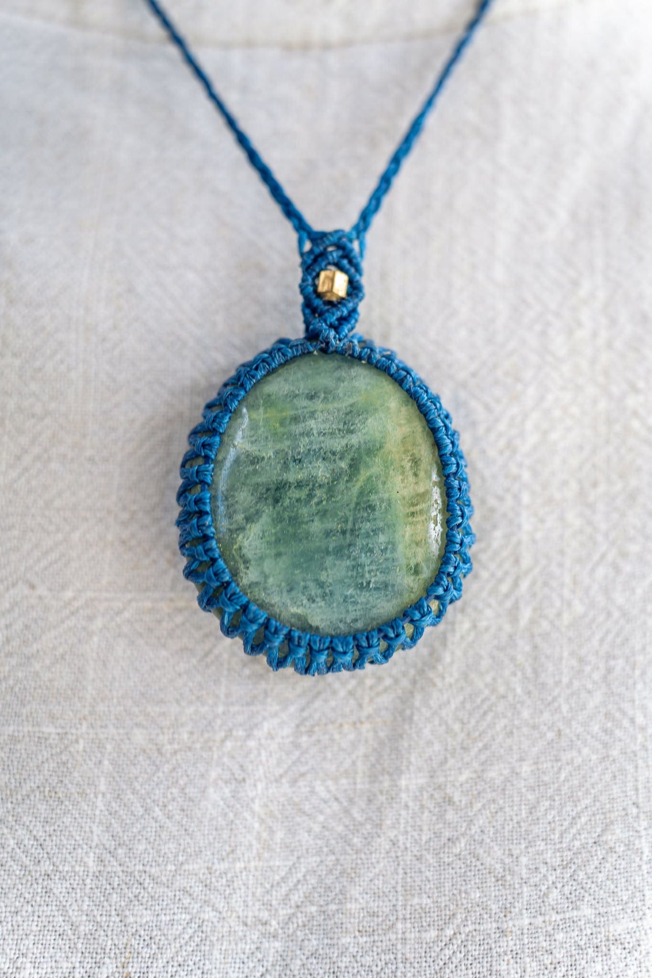 Aquamarine and Chrysoprase Macramé Necklace