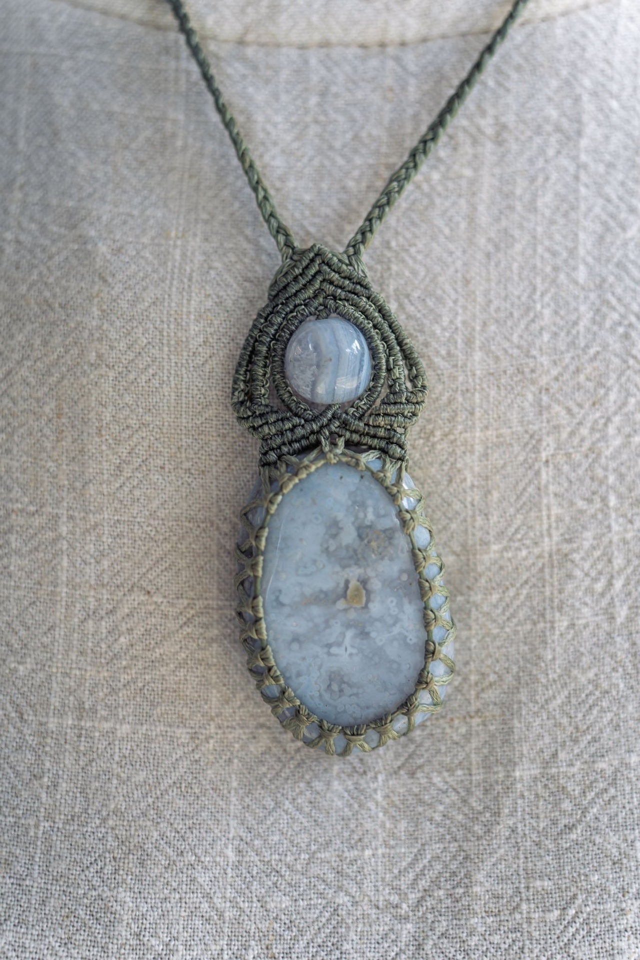 Blue Lace Agate Macramé Necklace