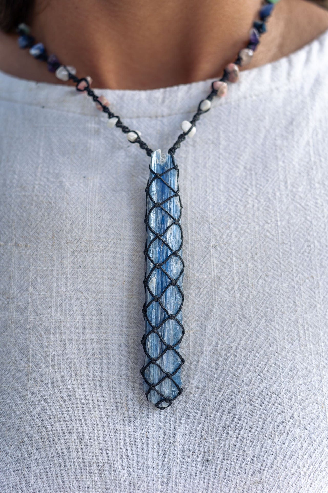 Kyanite Chakra Macramé Necklace