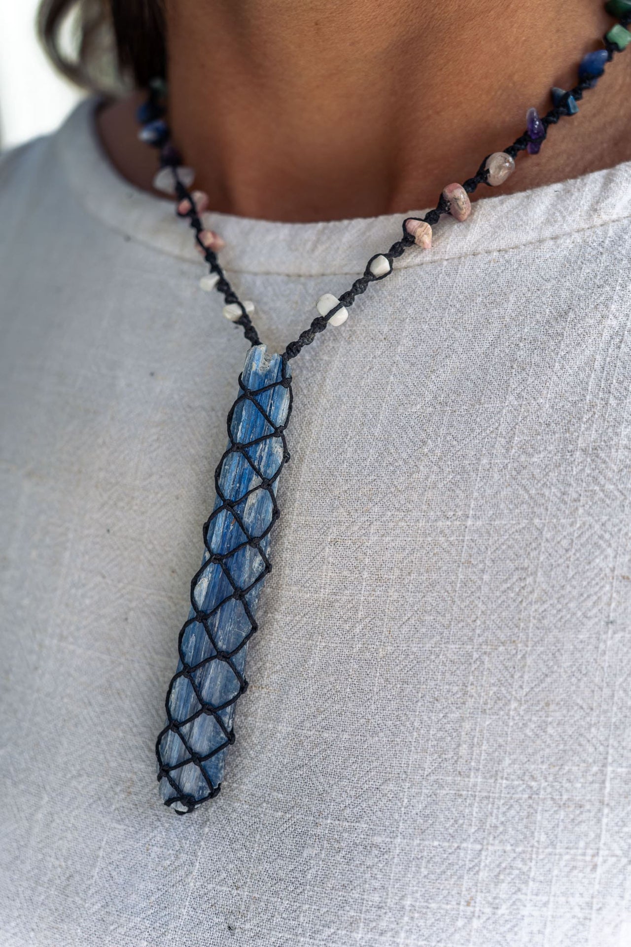 Kyanite Chakra Macramé Necklace