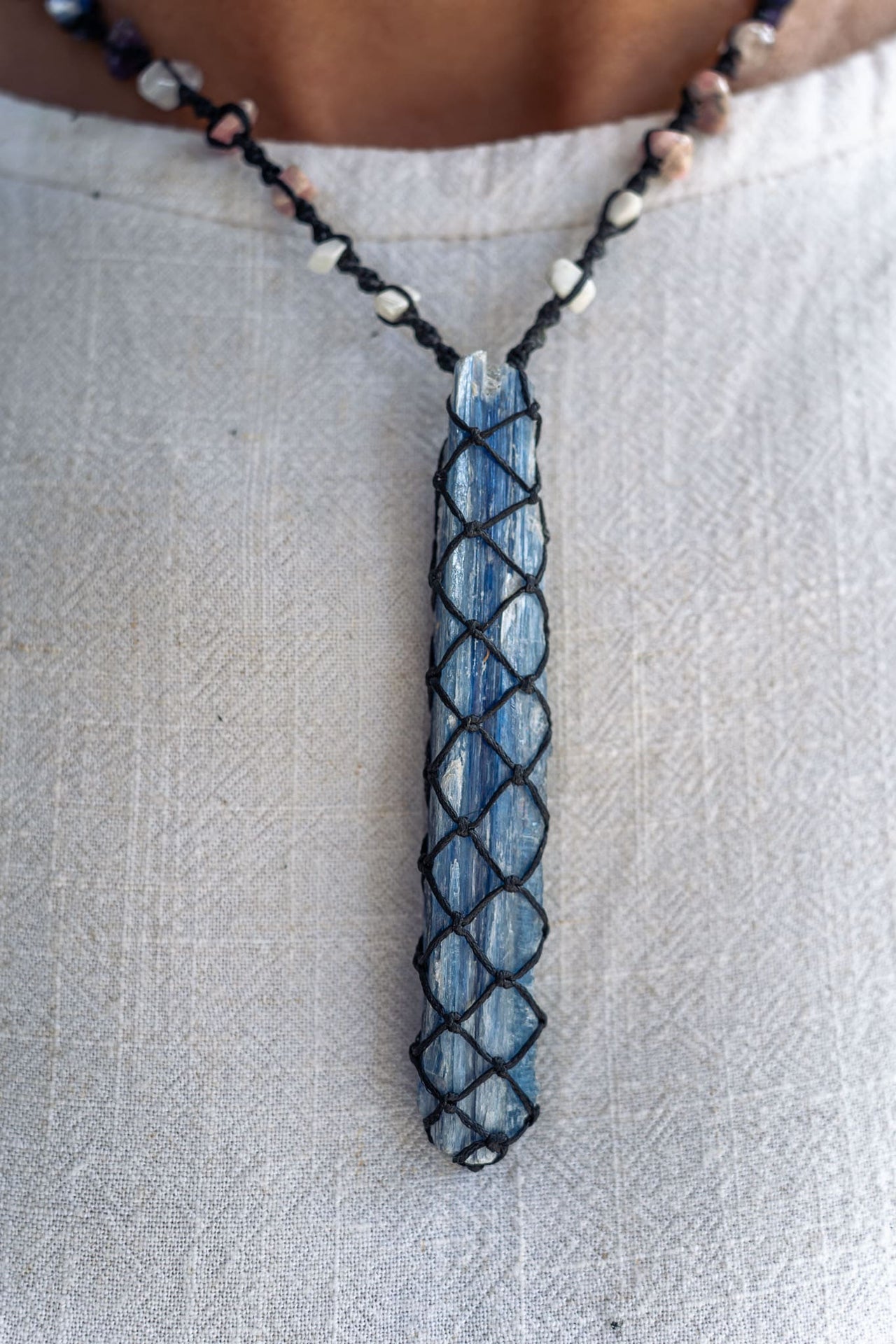 Kyanite Chakra Macramé Necklace