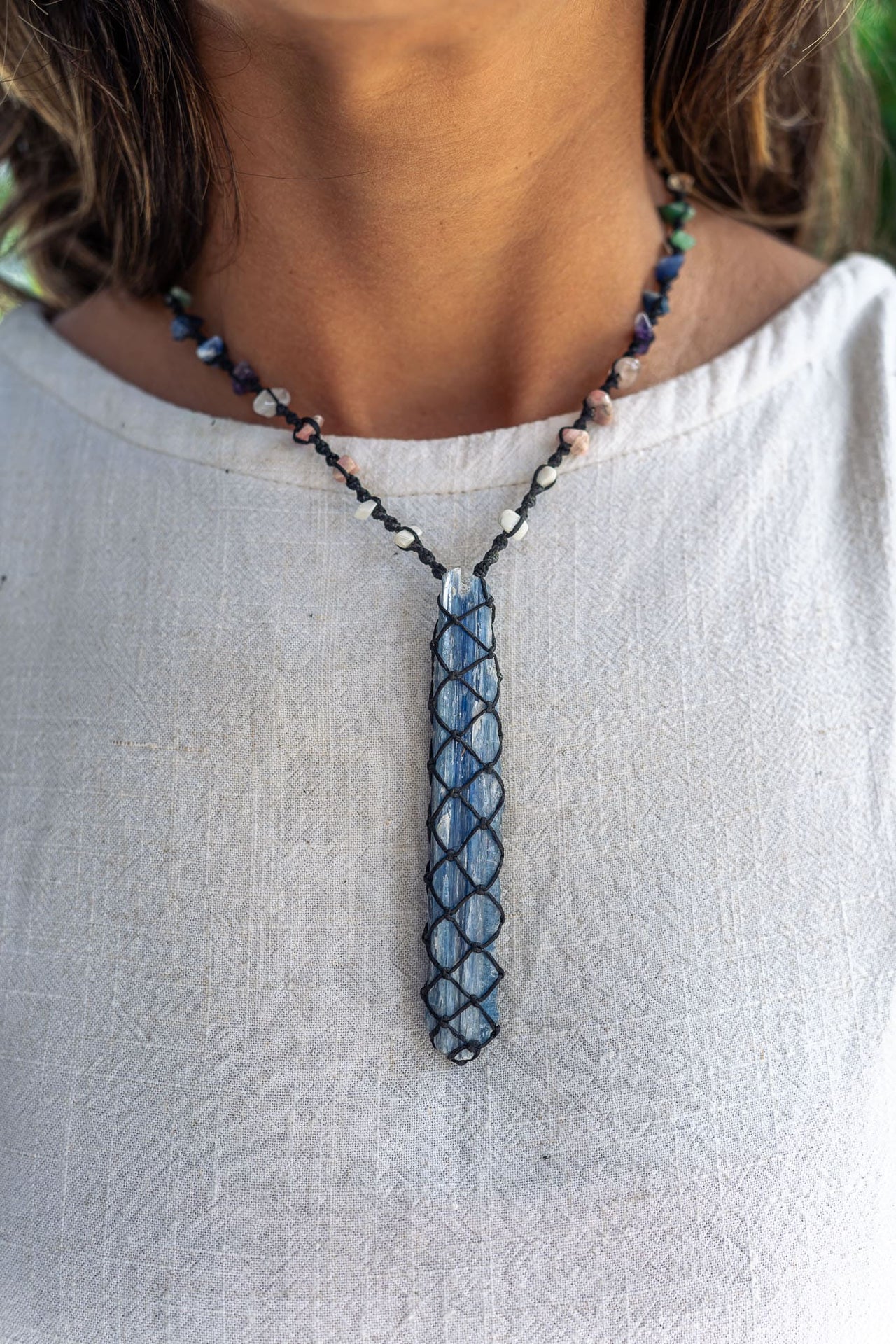 Kyanite Chakra Macramé Necklace