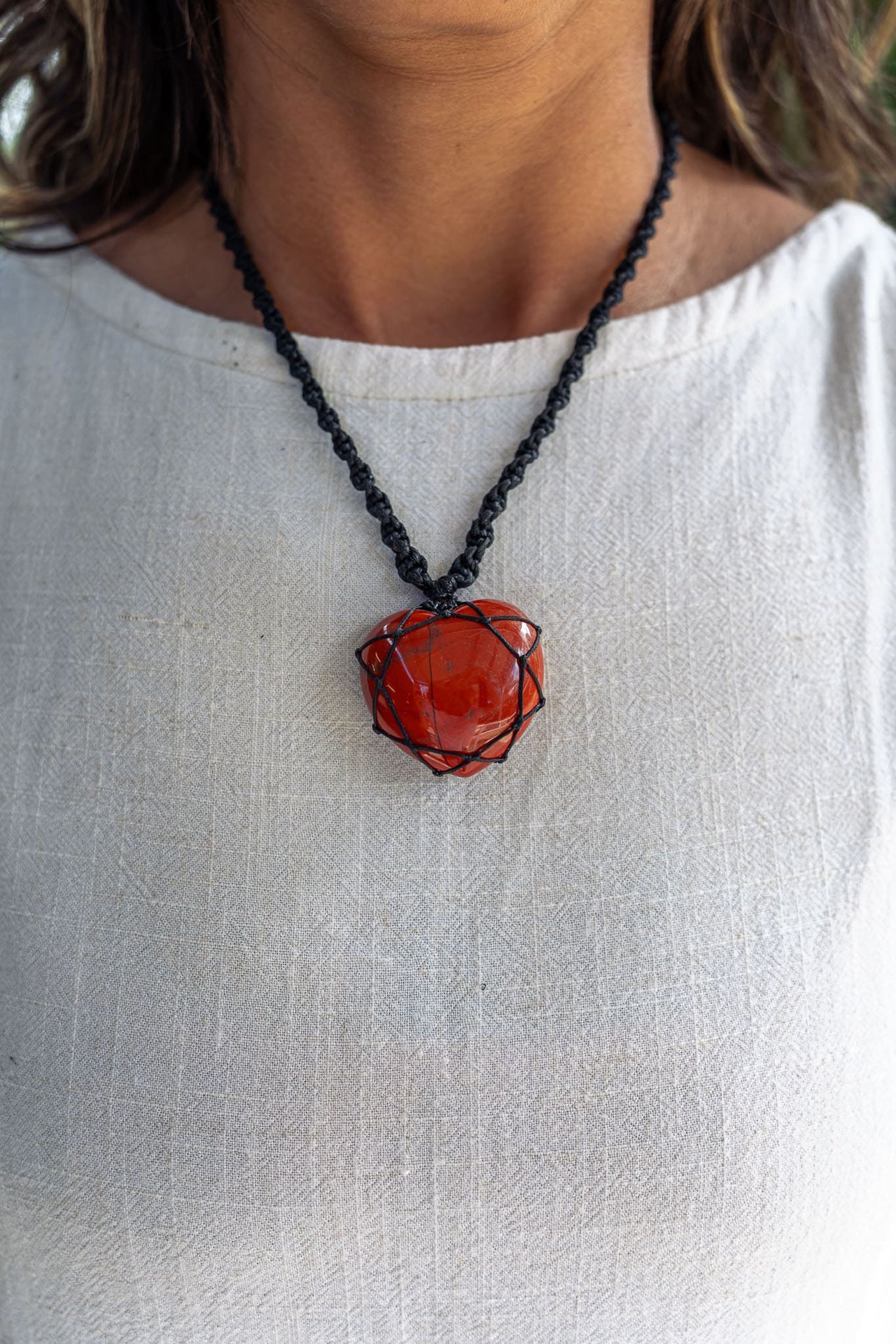 Red Jasper Macramé Necklace