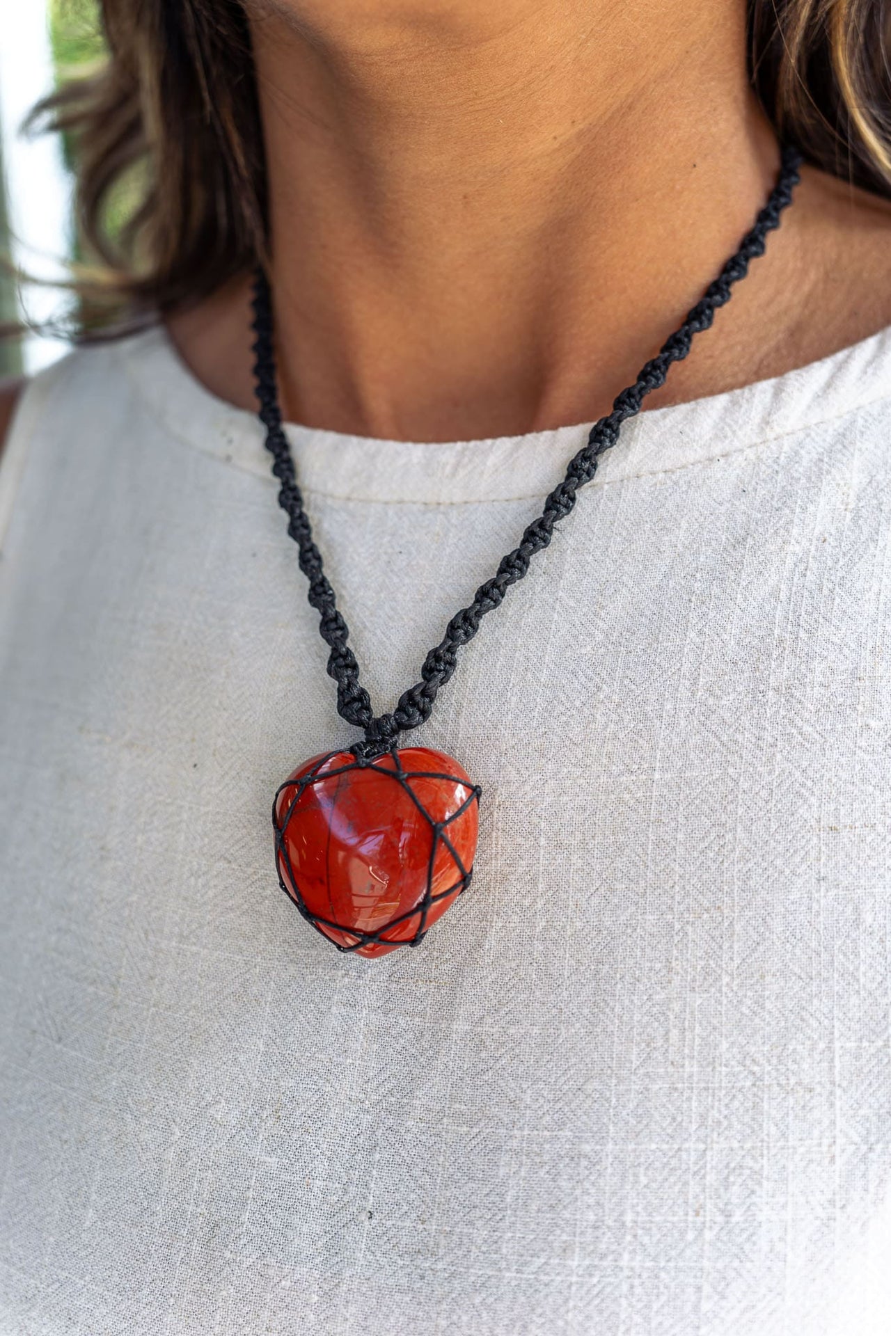 Red Jasper Macramé Necklace