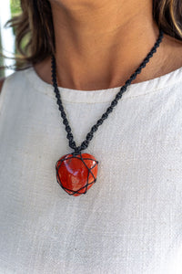 Thumbnail for Red Jasper Macramé Necklace