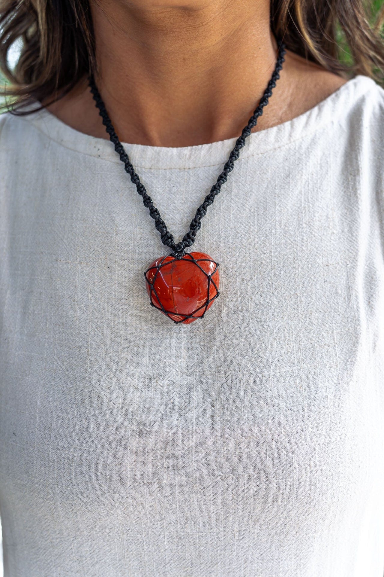 Red Jasper Macramé Necklace