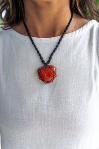 Thumbnail for Red Jasper Macramé Necklace