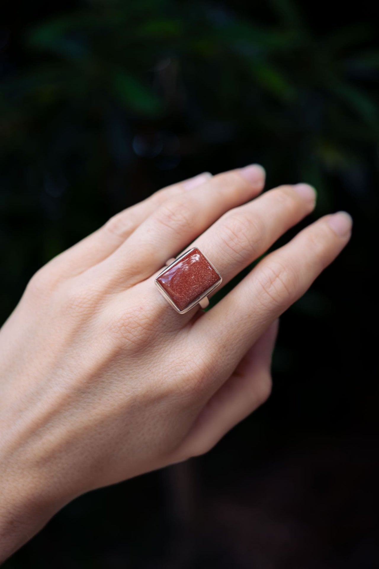Red Goldstone Lucky Ring
