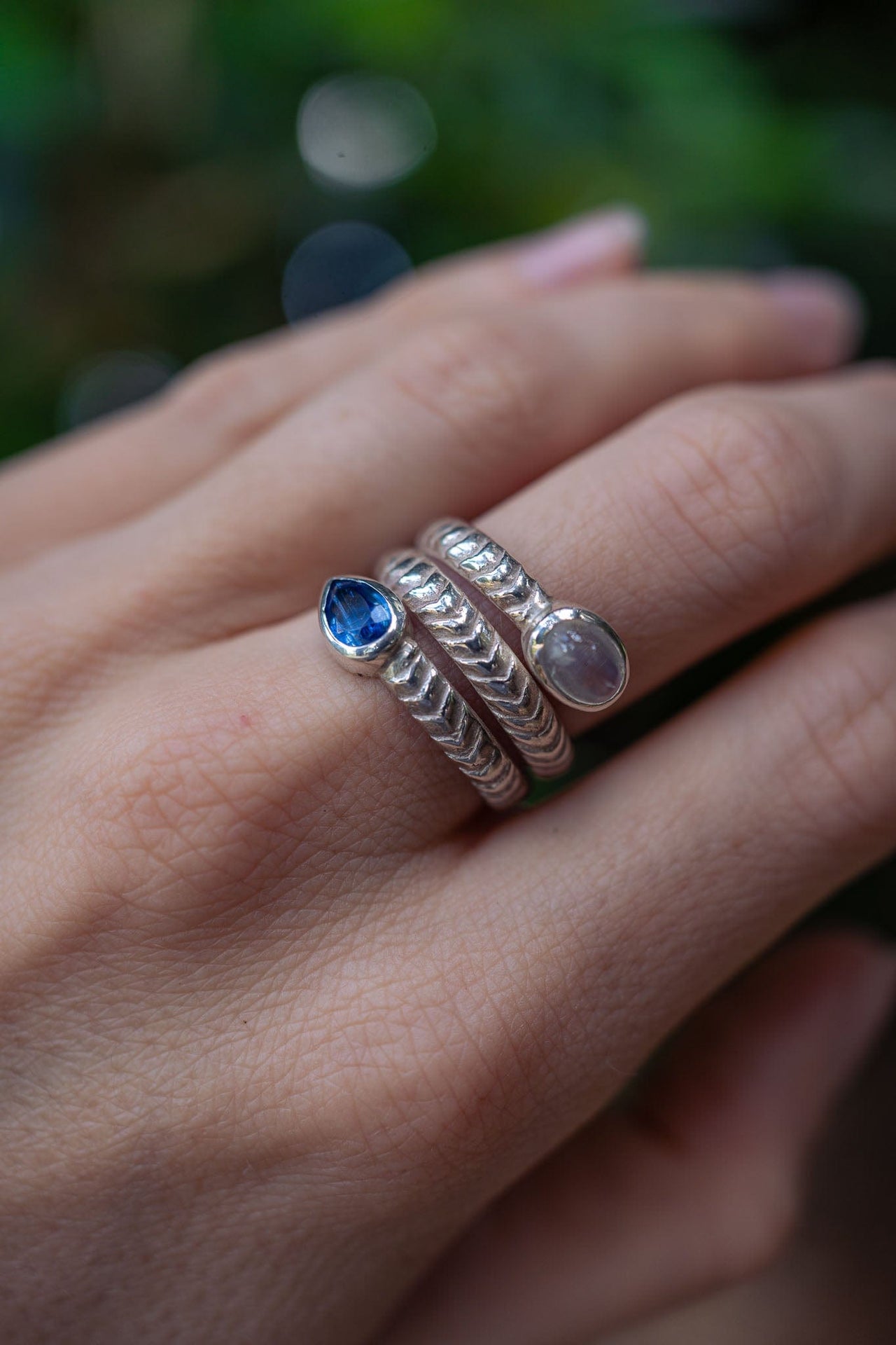Kyanite and Moonstone Serpent Ring