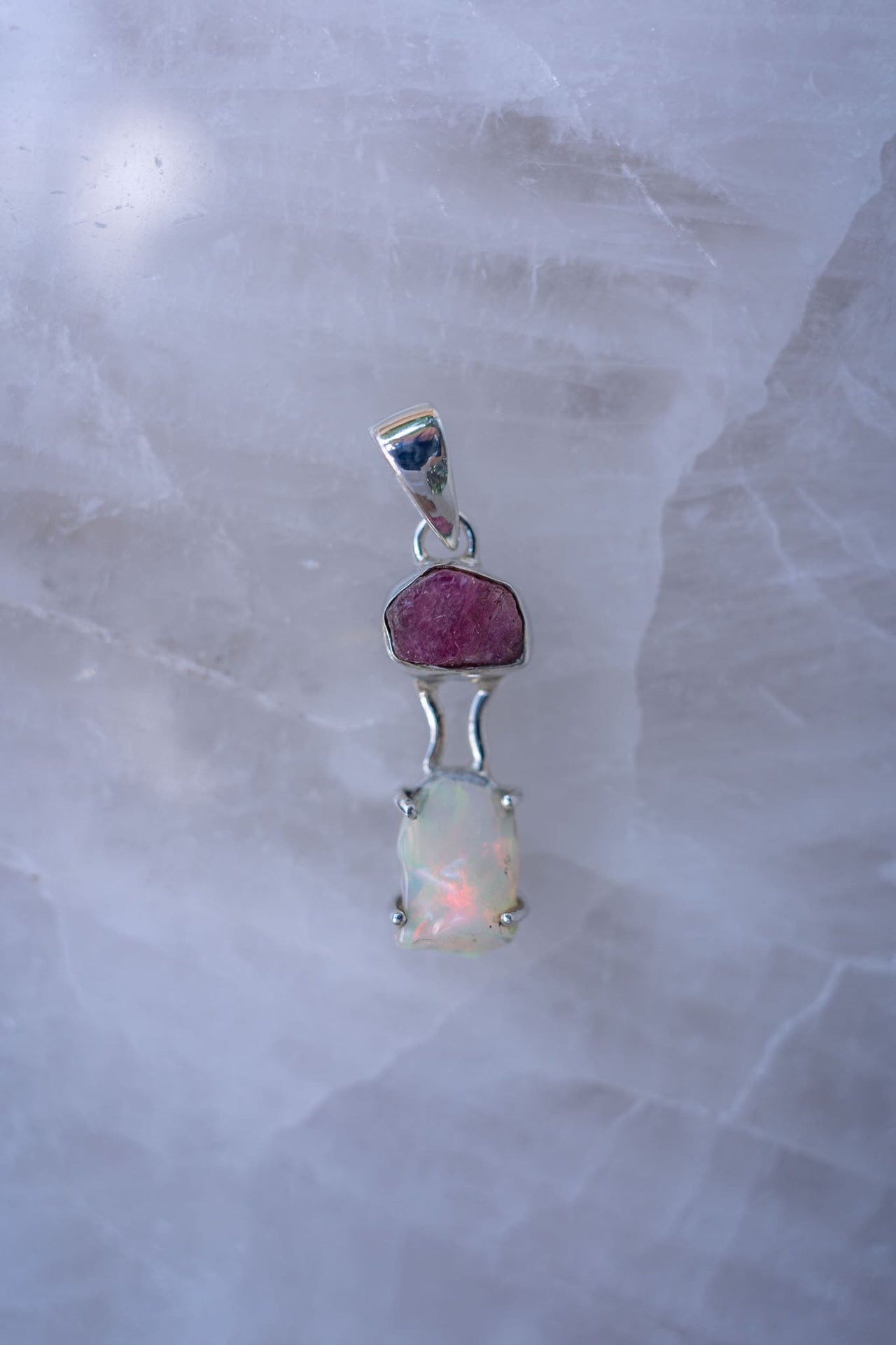Opal and Pink Tourmaline Pendant