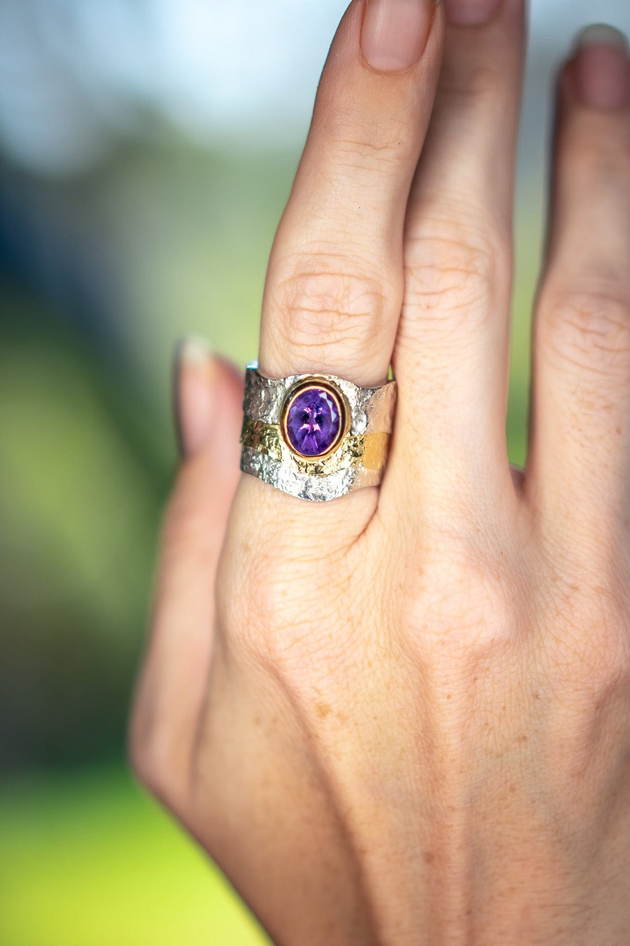 Gold Plated Bespoke Amethyst Ring