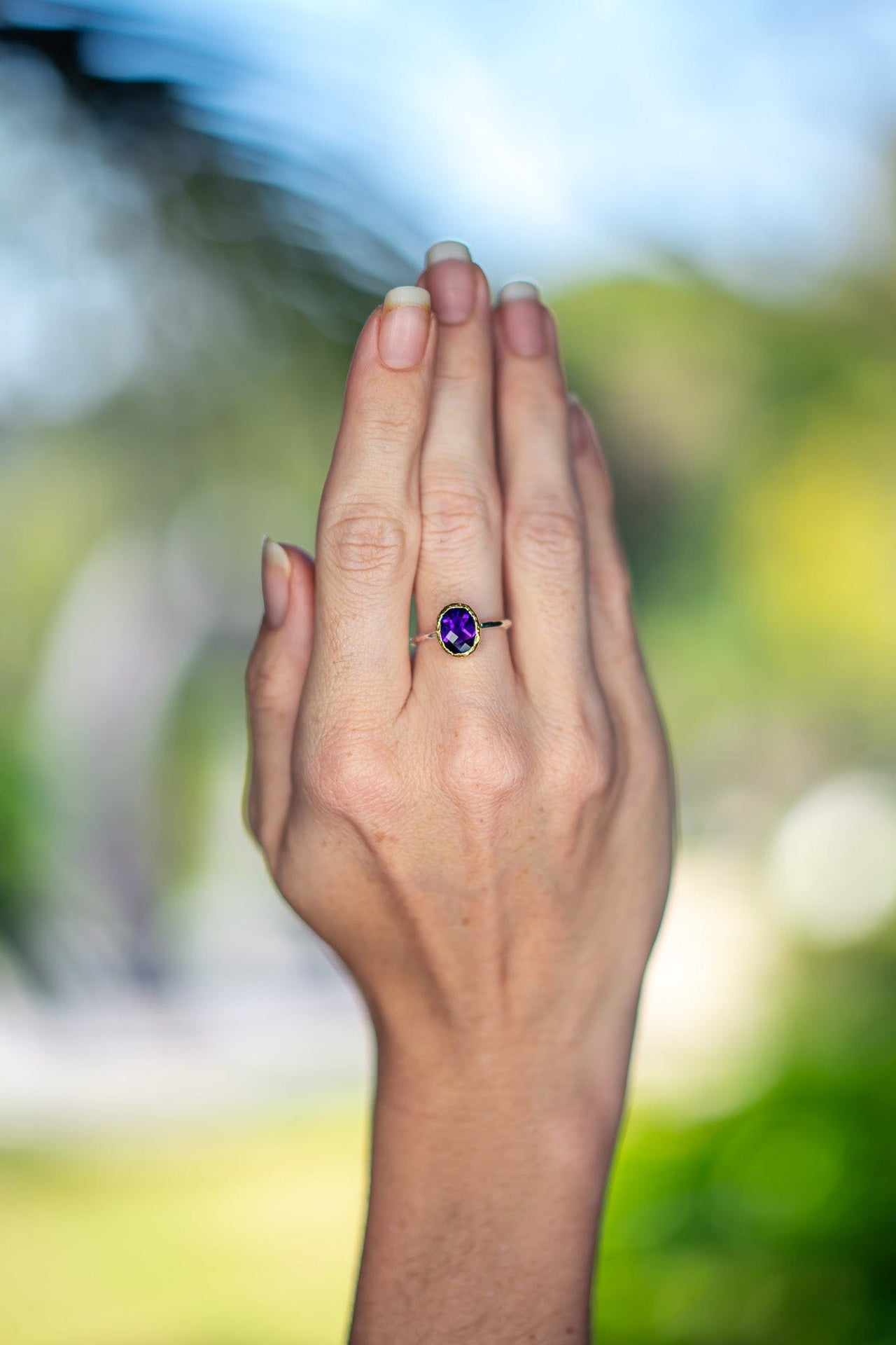 High-Grade Amethyst Ring with Gold Vermeil