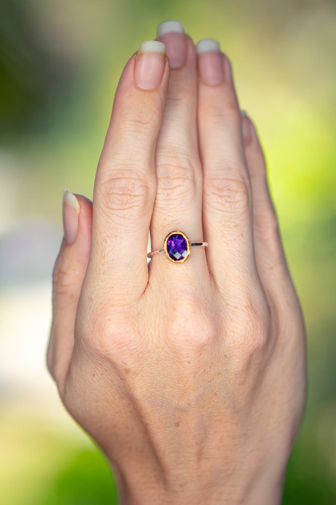 High-Grade Amethyst Ring with Gold Vermeil