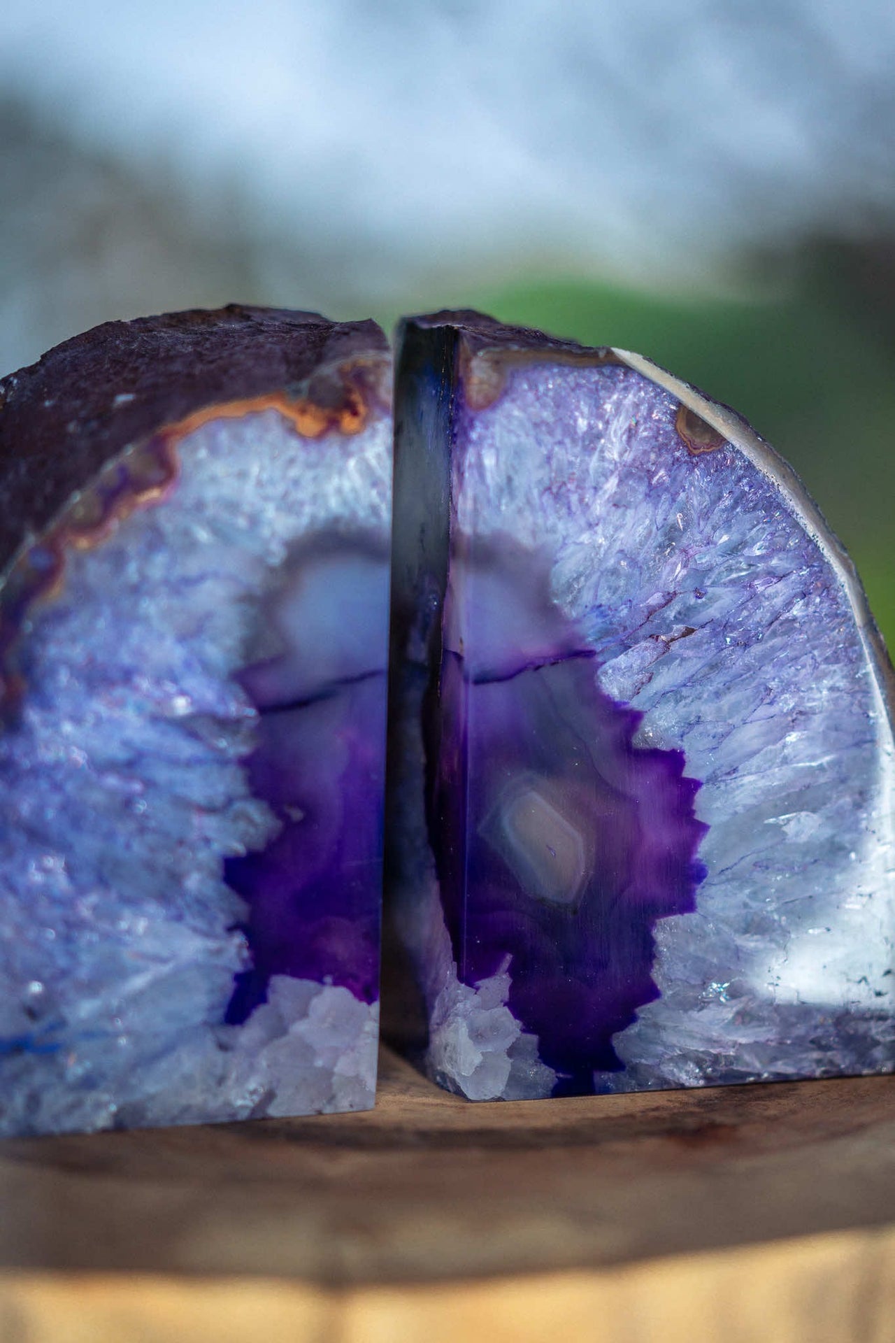 Purple Agate Bookends