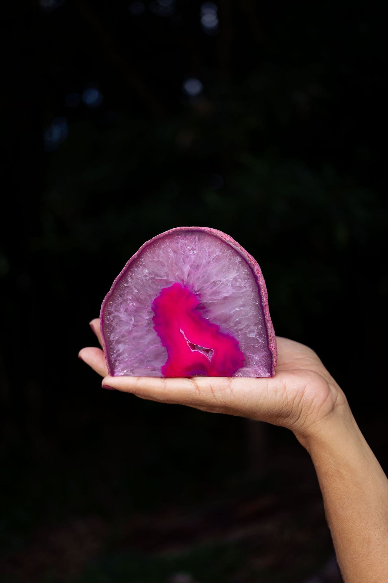 Pink Agate Candle Holder