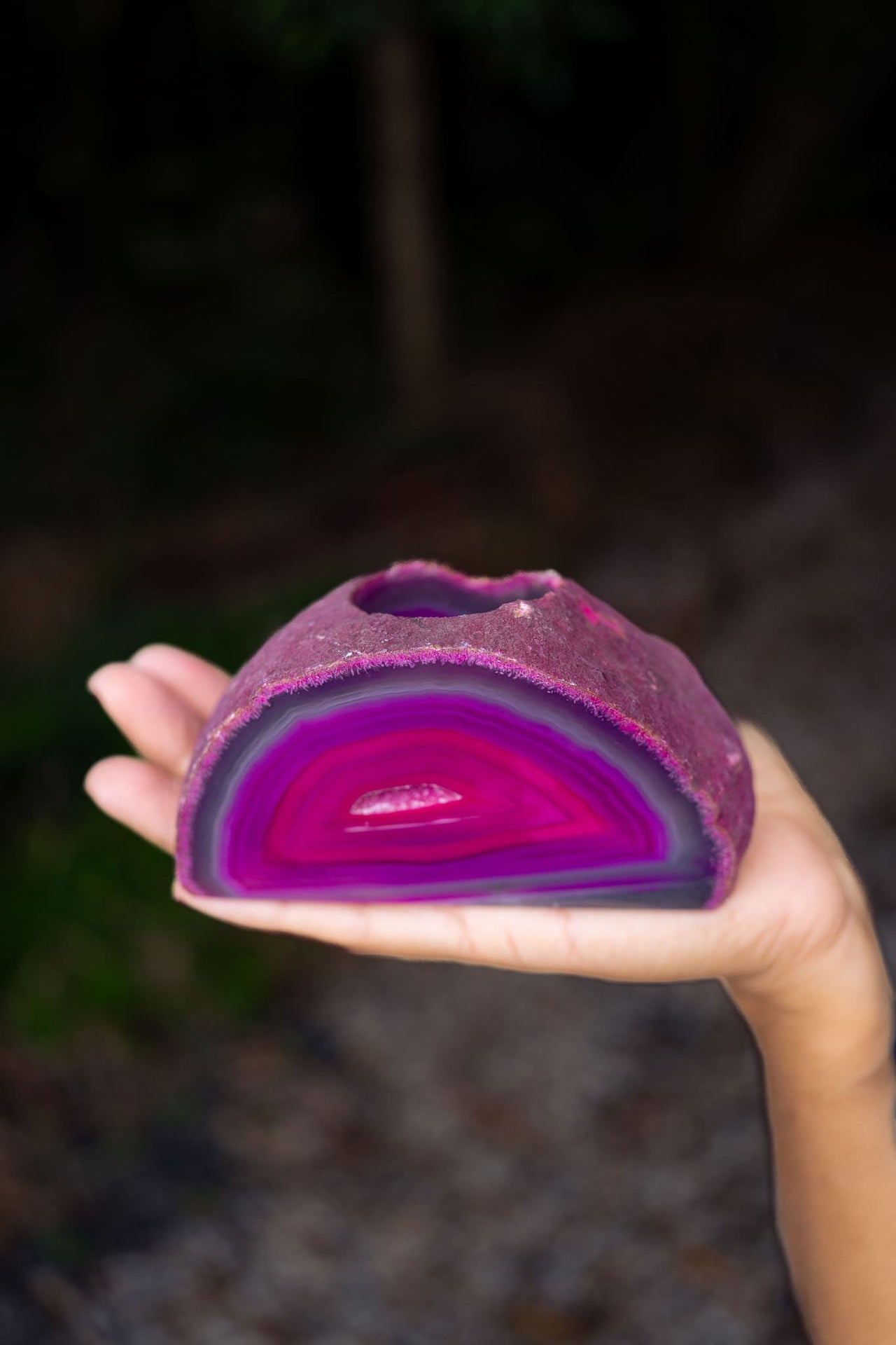 Pink Agate Candle Holder