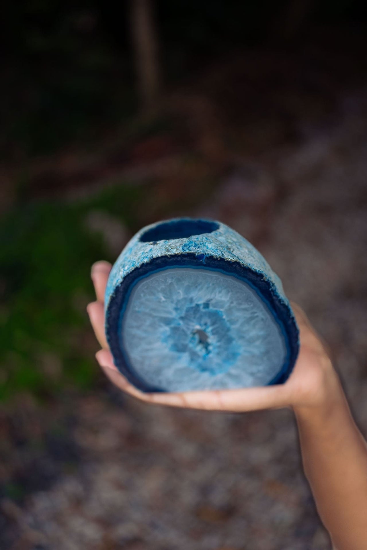 Blue Agate Candle Holder