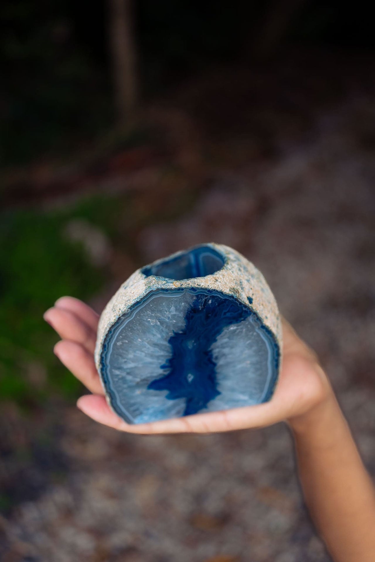 Blue Agate Candle Holder