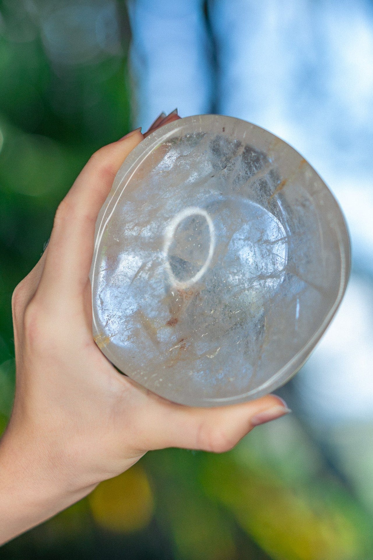 Clear Quartz Dish with Inclusions