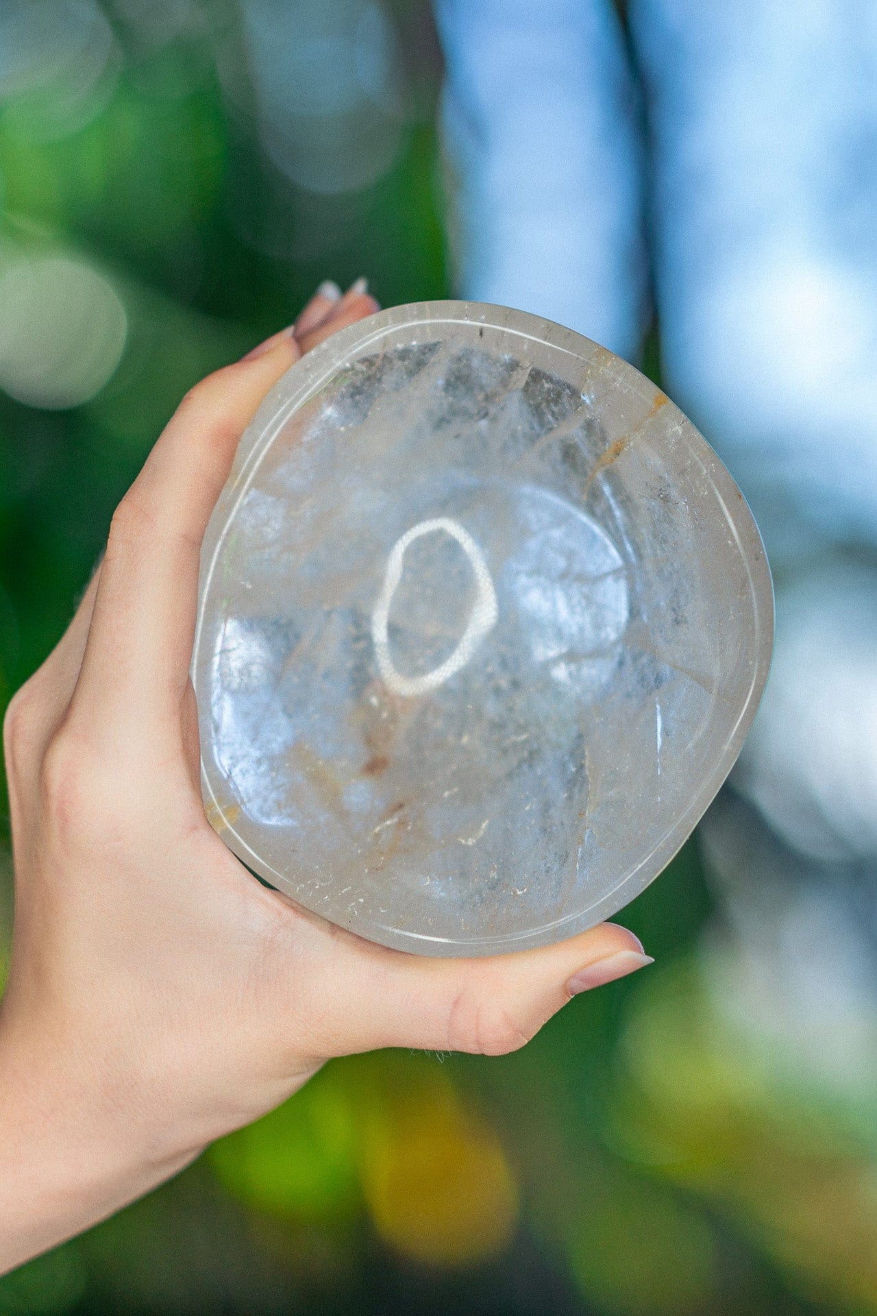 Clear Quartz Dish with Inclusions