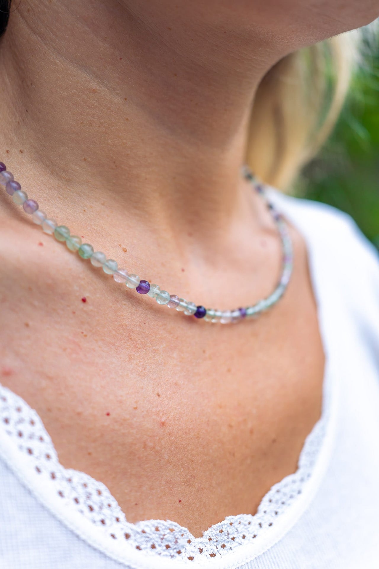 Polished Fluorite Bead Necklace