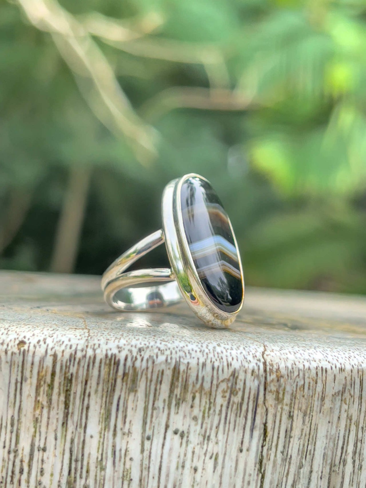Black Banded Agate Ring