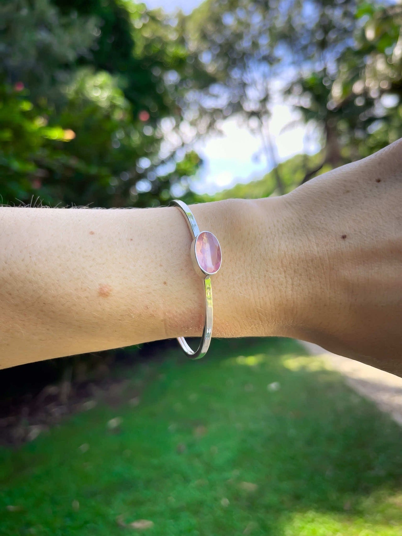 Celestial Rose Quartz Cuff Bracelet