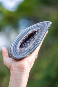 Thumbnail for Polished Amethyst Geode with Blue Lace Agate